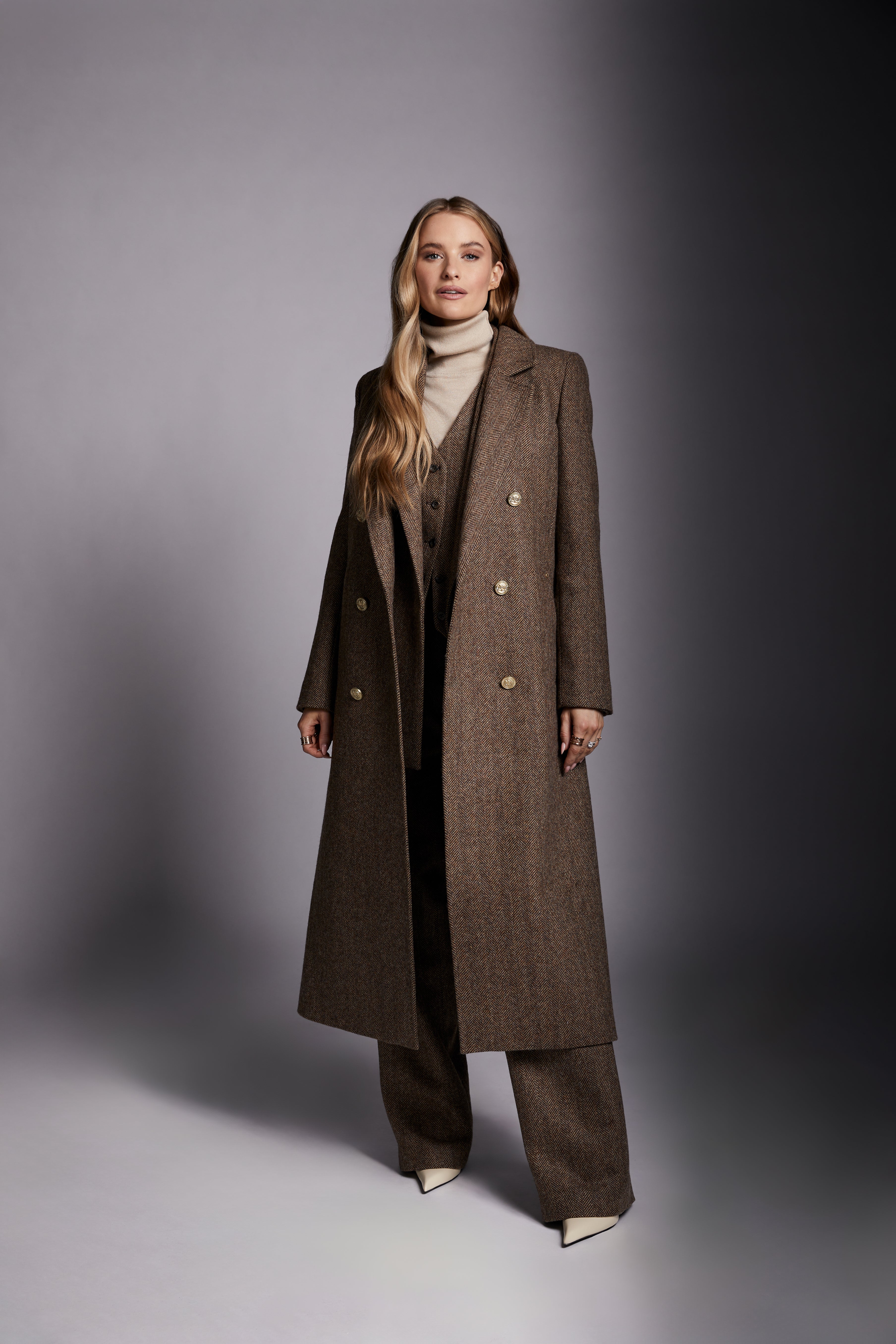 Becky Copper Brown Double Breasted Wool Coat for Women