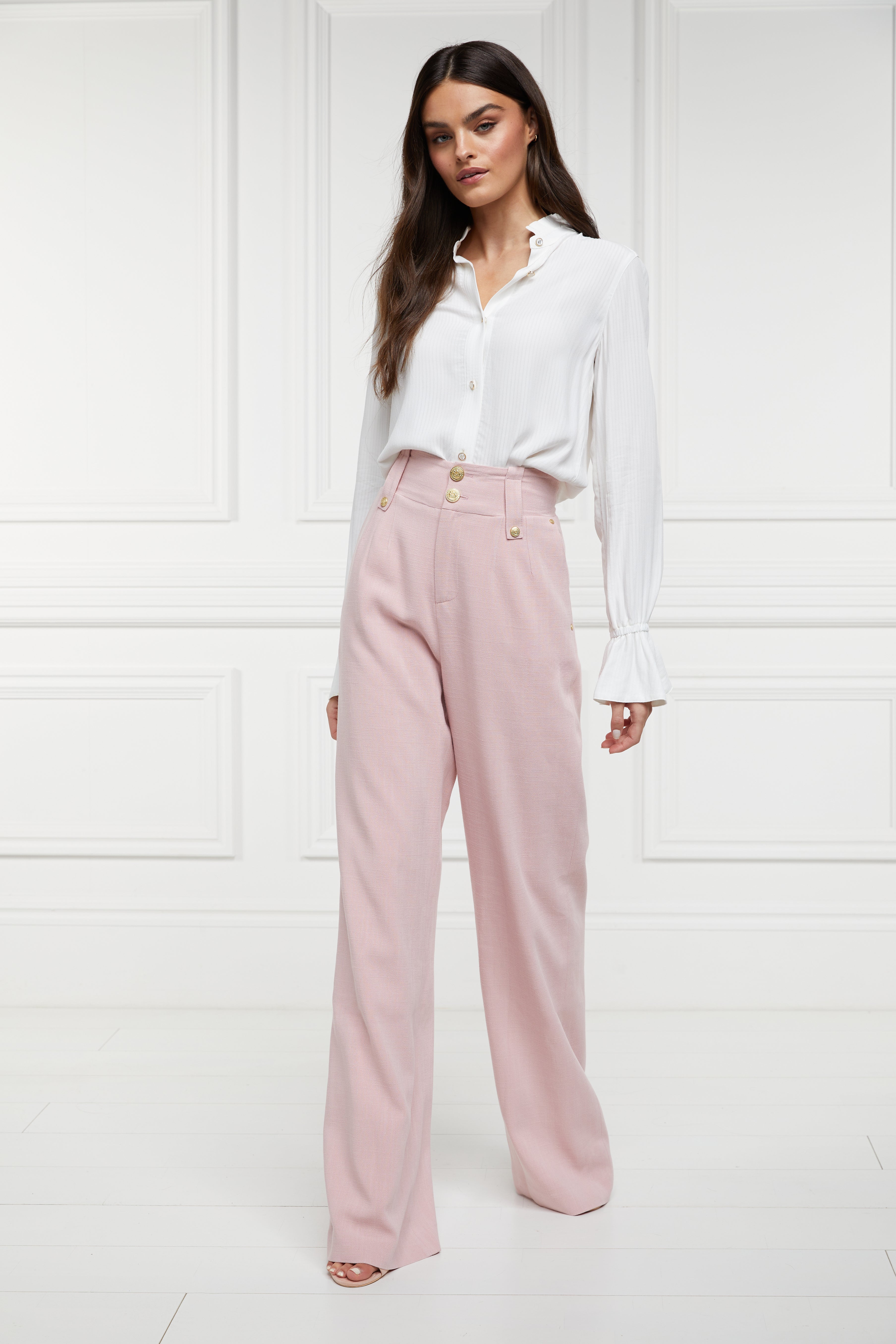 Pink high waisted wide leg pants best sale