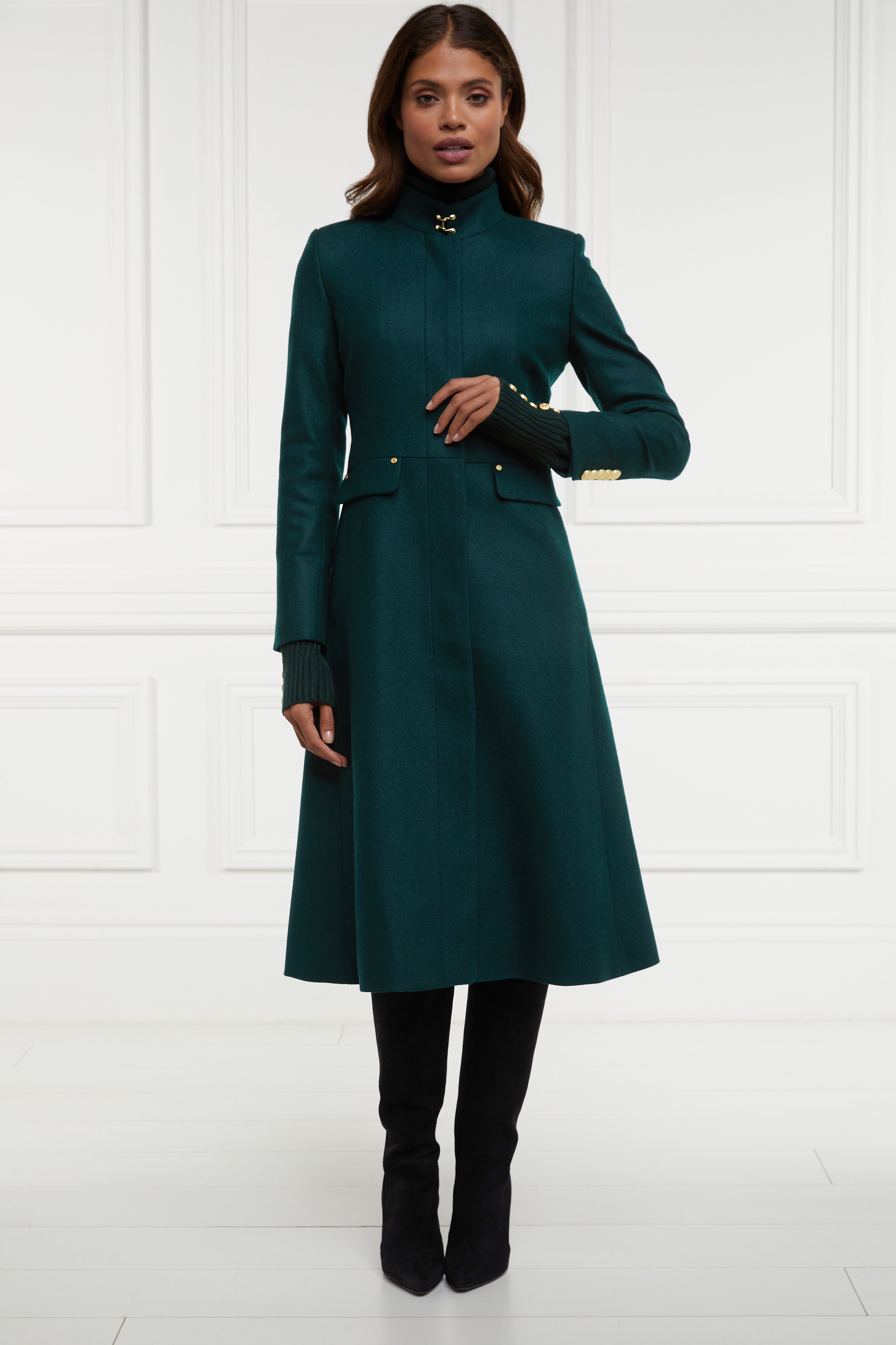 Maxi coat, wool coat, Green wool coat, emerald green coat, fit and