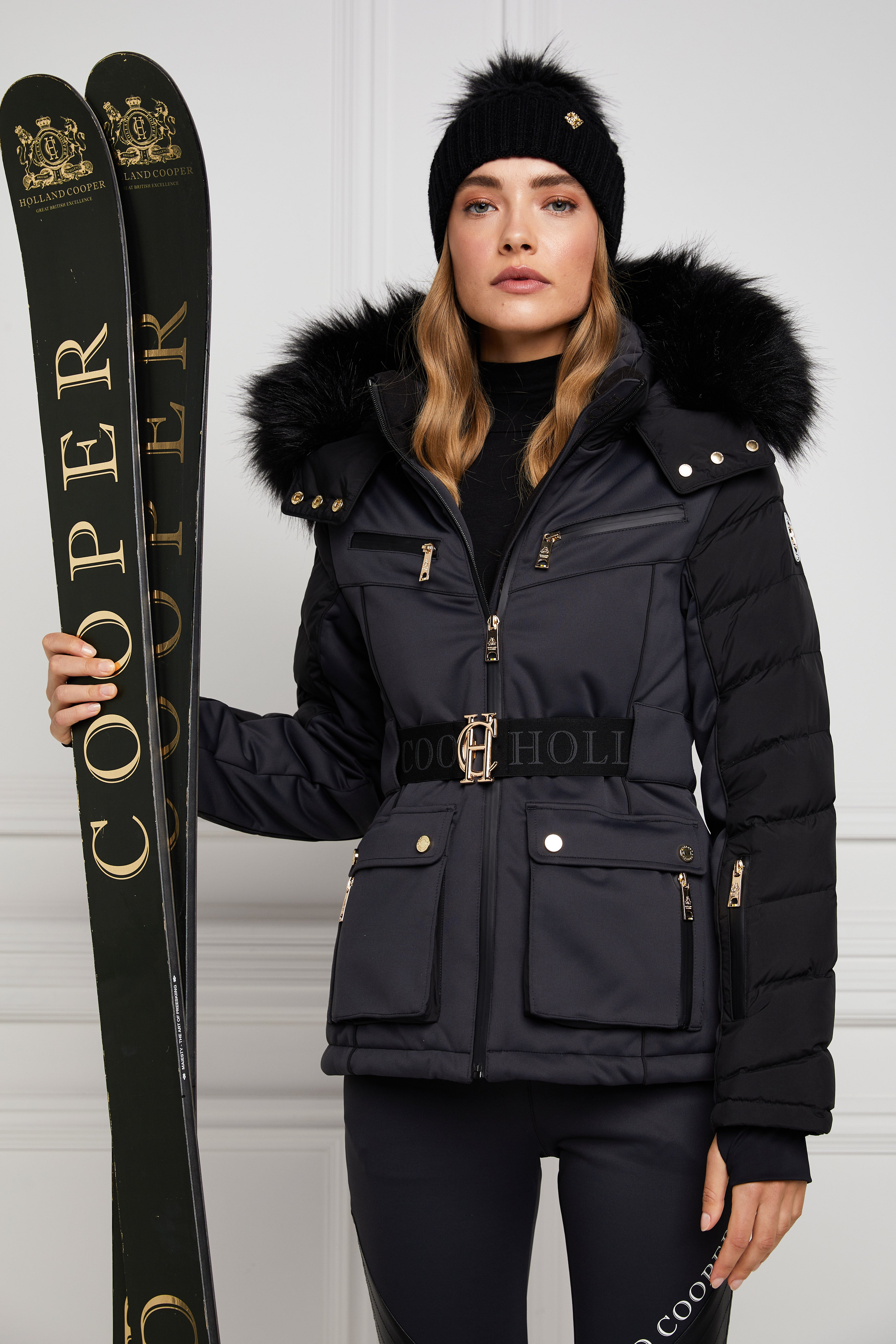 Faux fur ski jackets for women