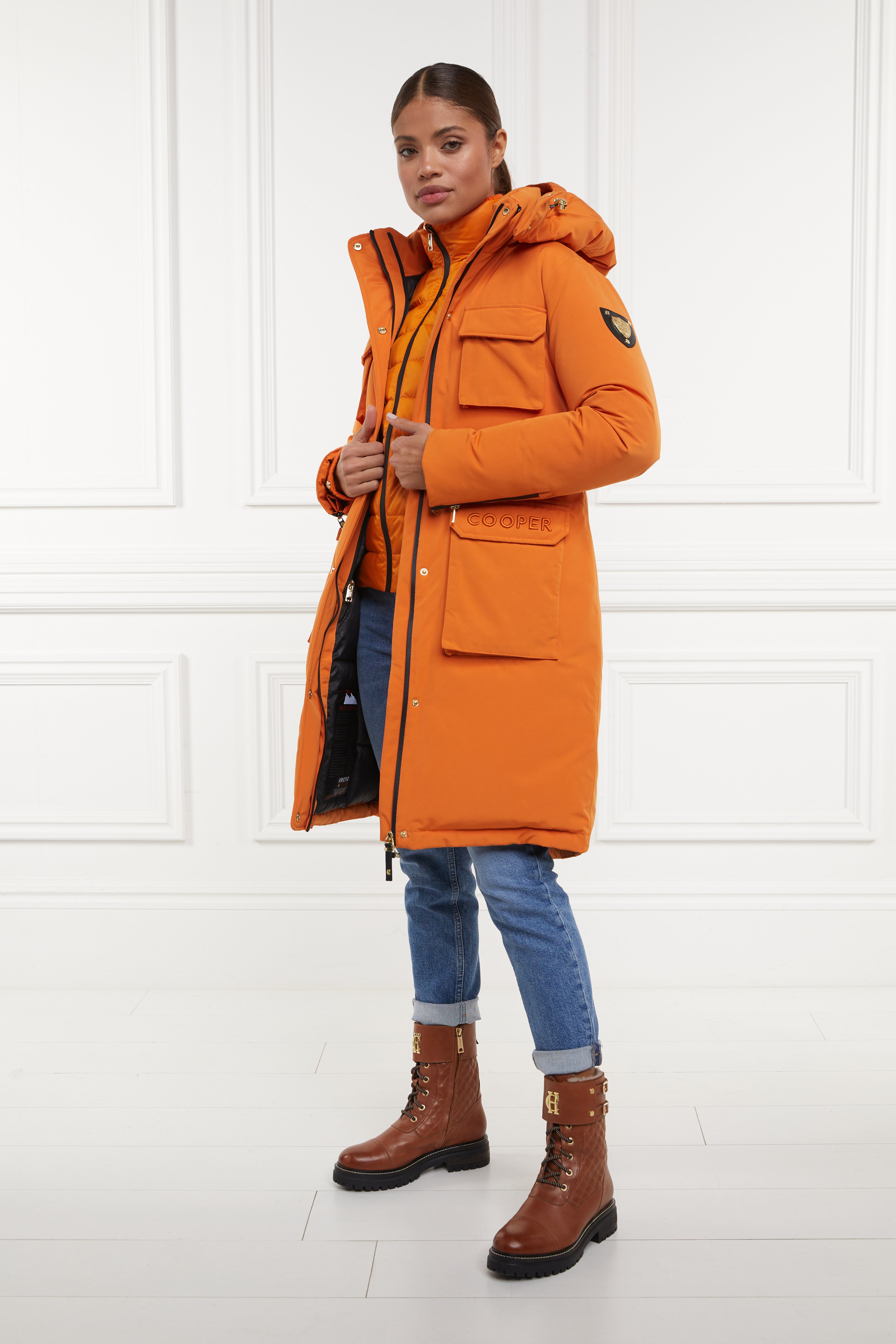 Orange on sale parka coat