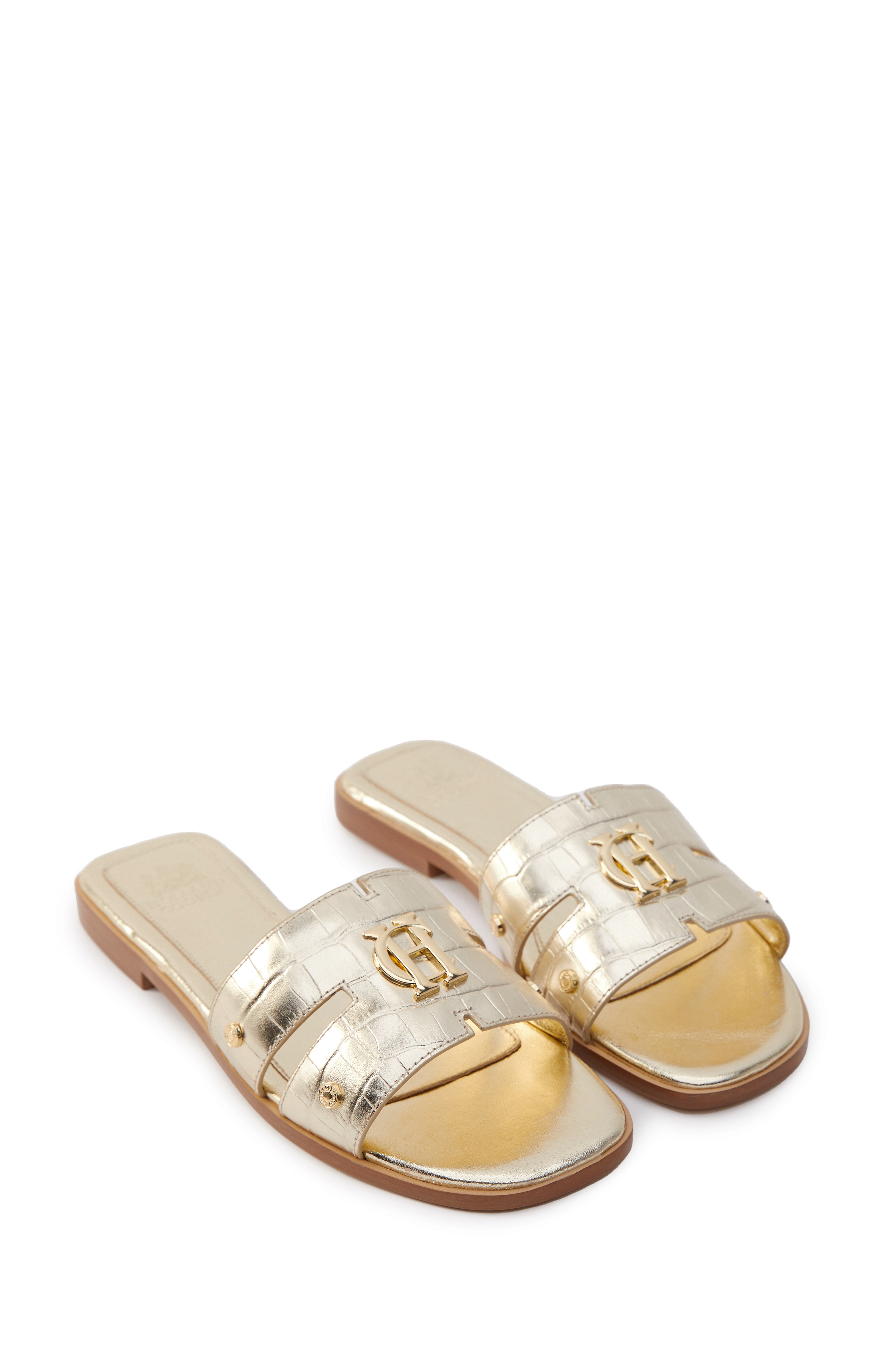 Womens best sale gold sliders