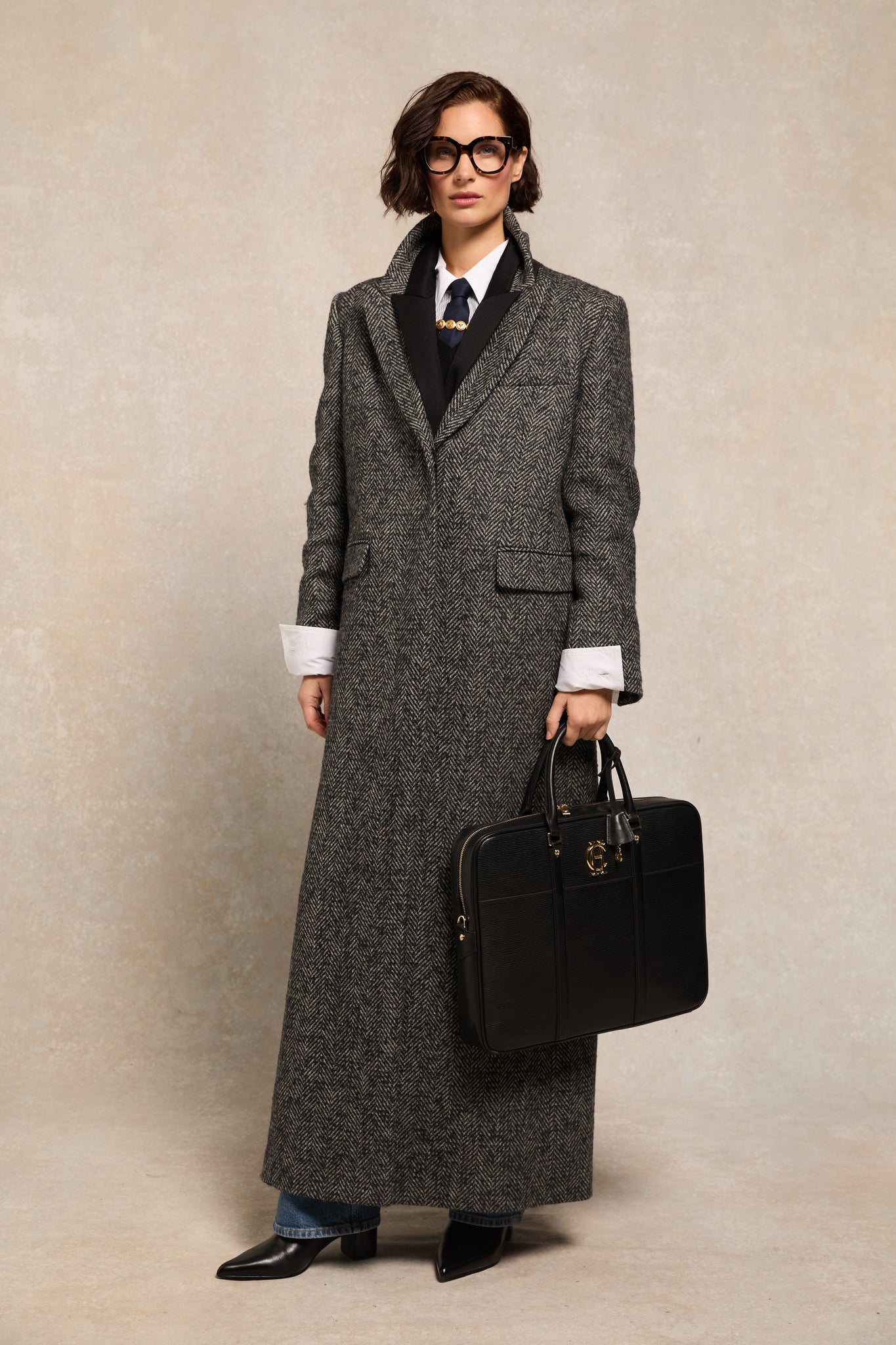 The Kelly Overcoat (Ebony Herringbone)