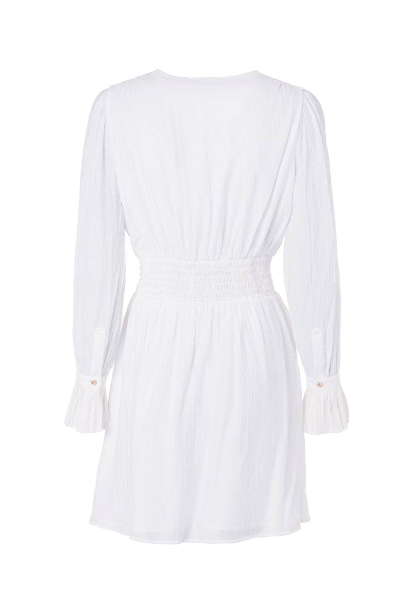 Phoebe V-Neck Mini Dress (White)