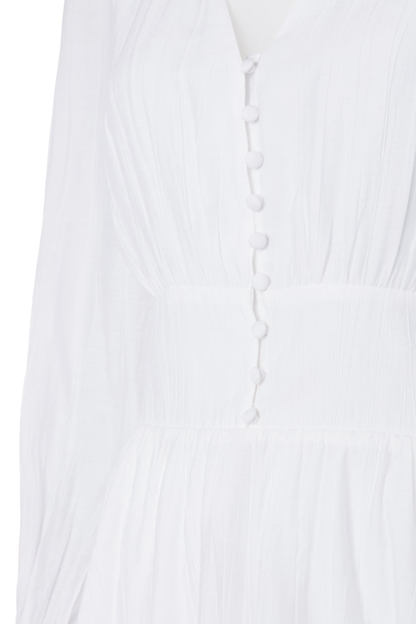 Phoebe V-Neck Mini Dress (White)