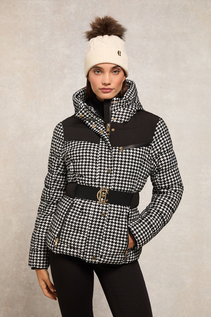 Checkered puffer coat hotsell