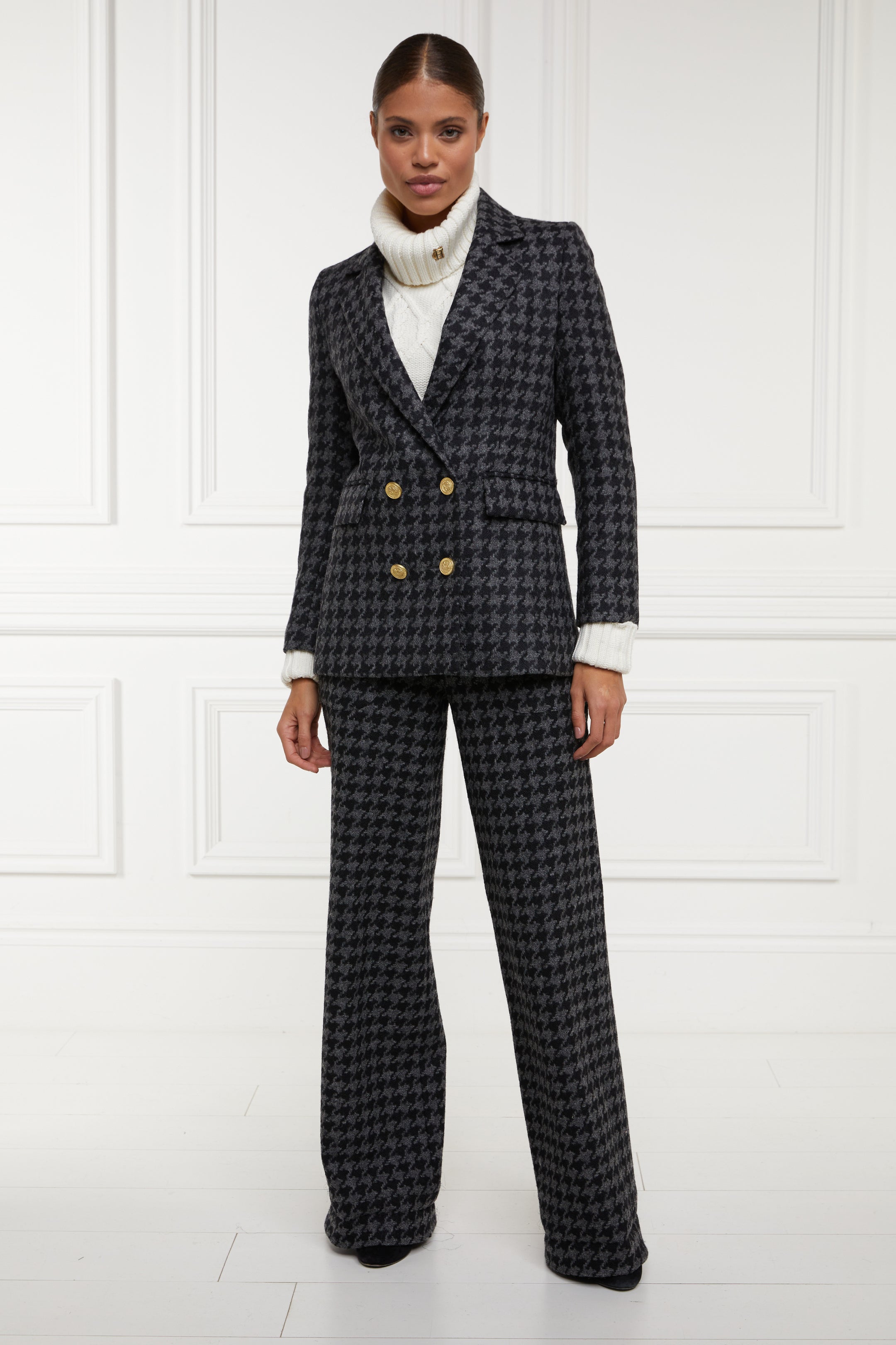 Double Breasted Blazer (Large Scale Charcoal Houndstooth) – Holland ...