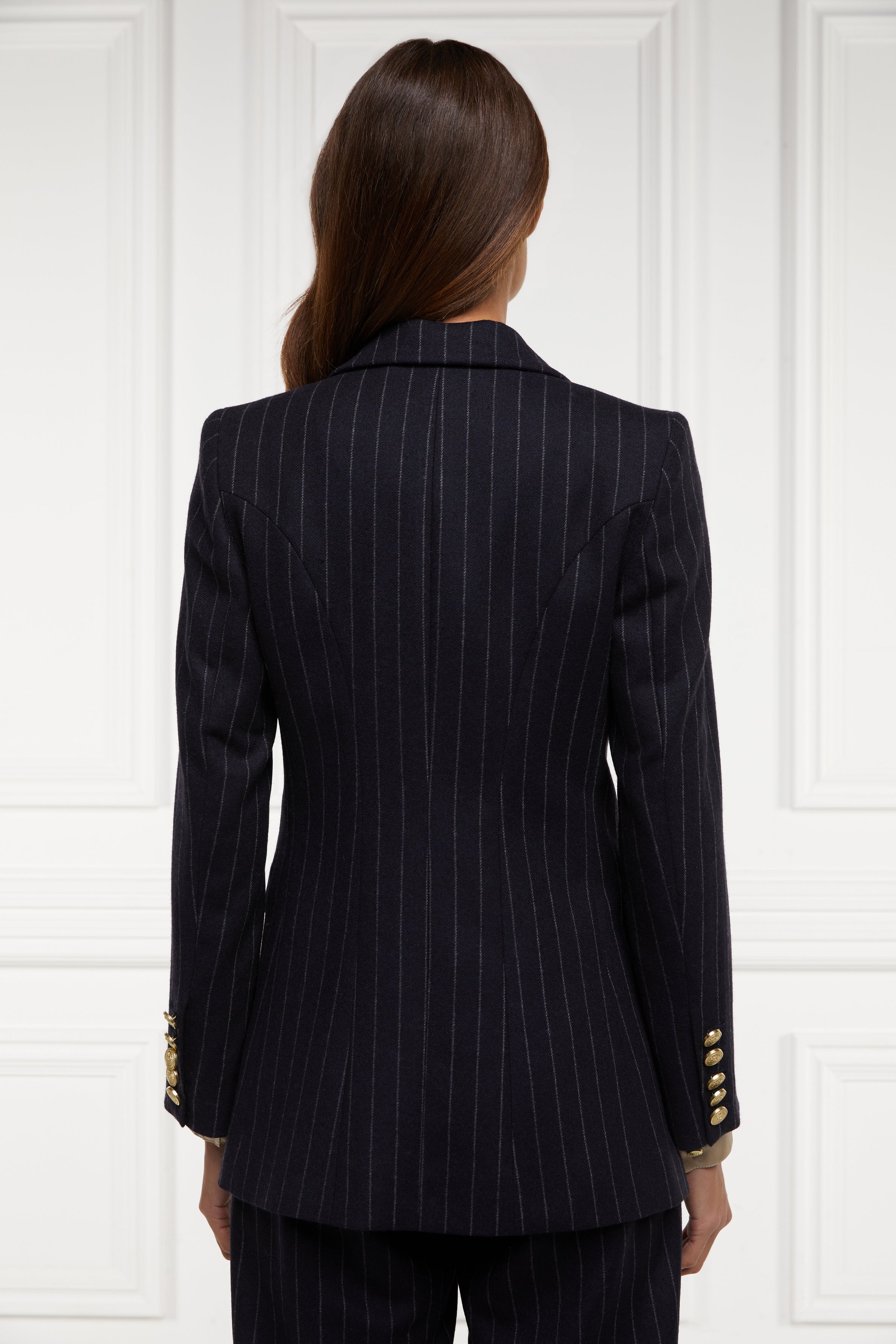 Double Breasted Blazer (Navy Chalk Pin Stripe) – Holland Cooper