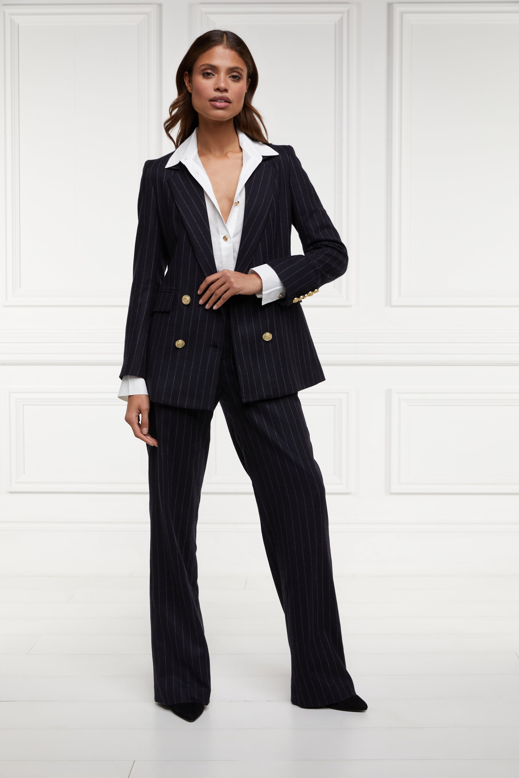 Double Breasted Blazer (Navy Chalk Pin Stripe) – Holland Cooper
