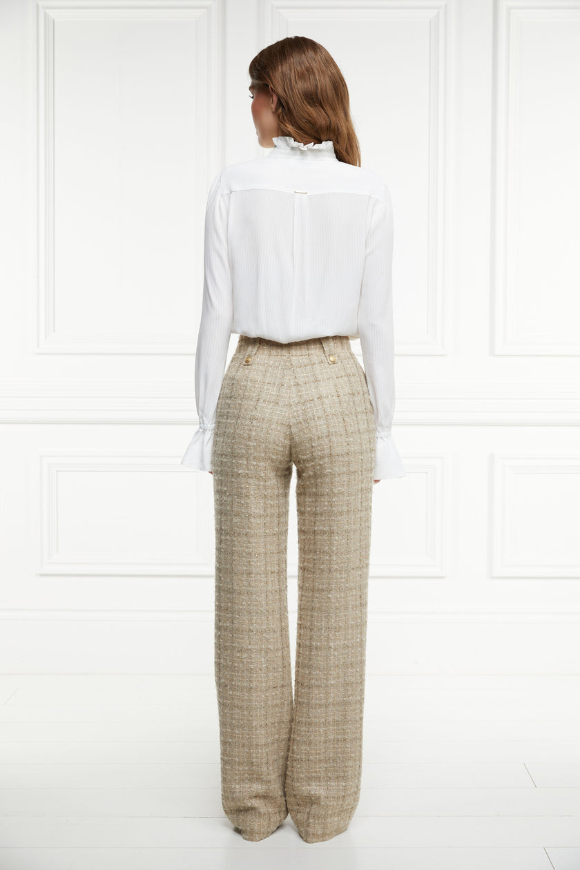 High Waisted Straight Trouser (Camel Sparkle Tweed)