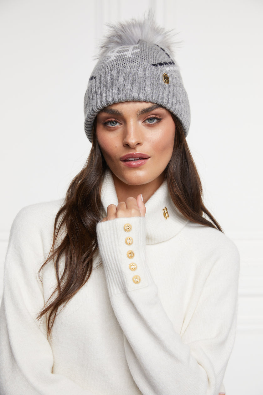 Monogram Bobble Hat (Grey Marl)