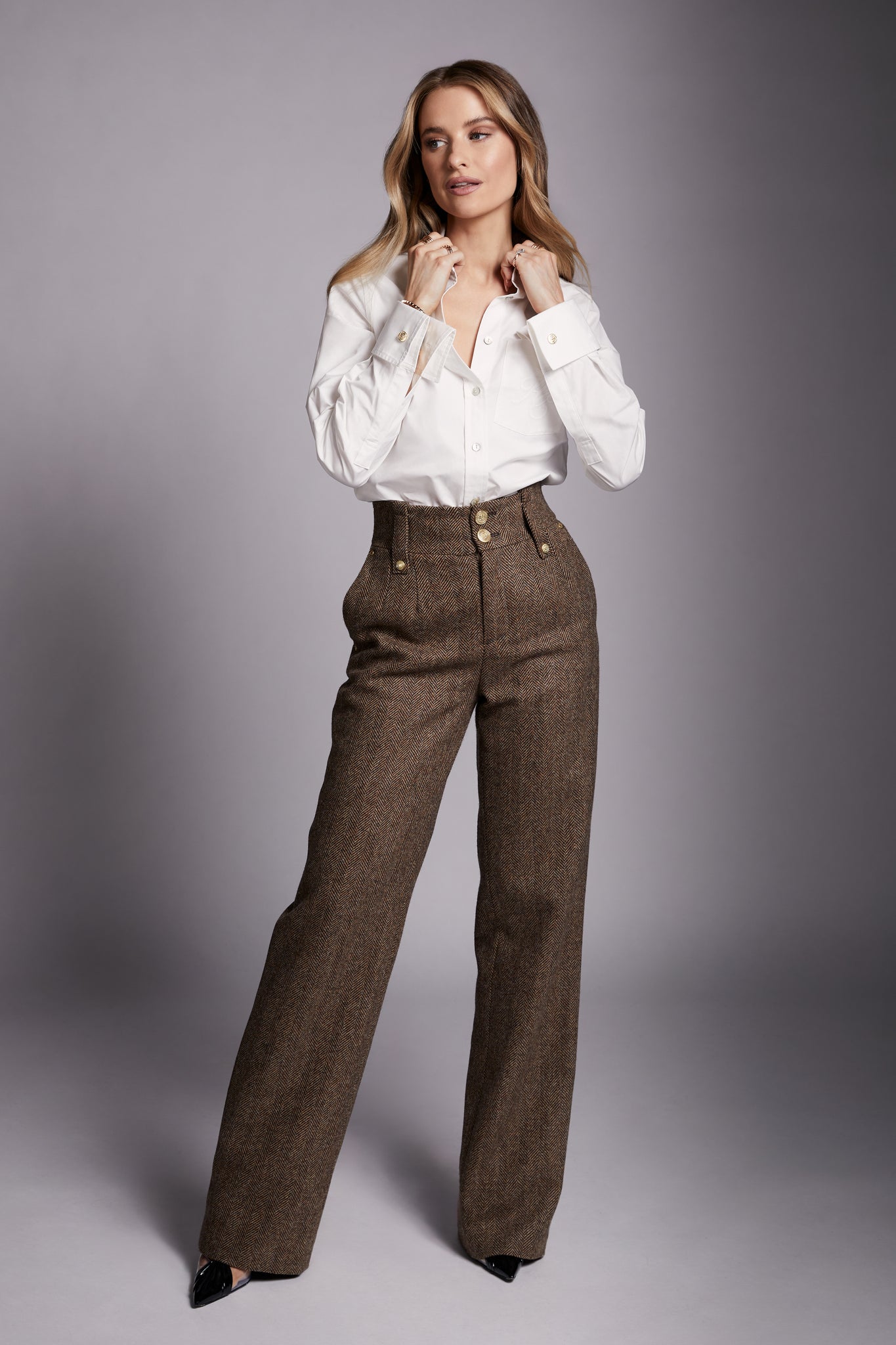 High Waisted Straight Trouser (Ivory)
