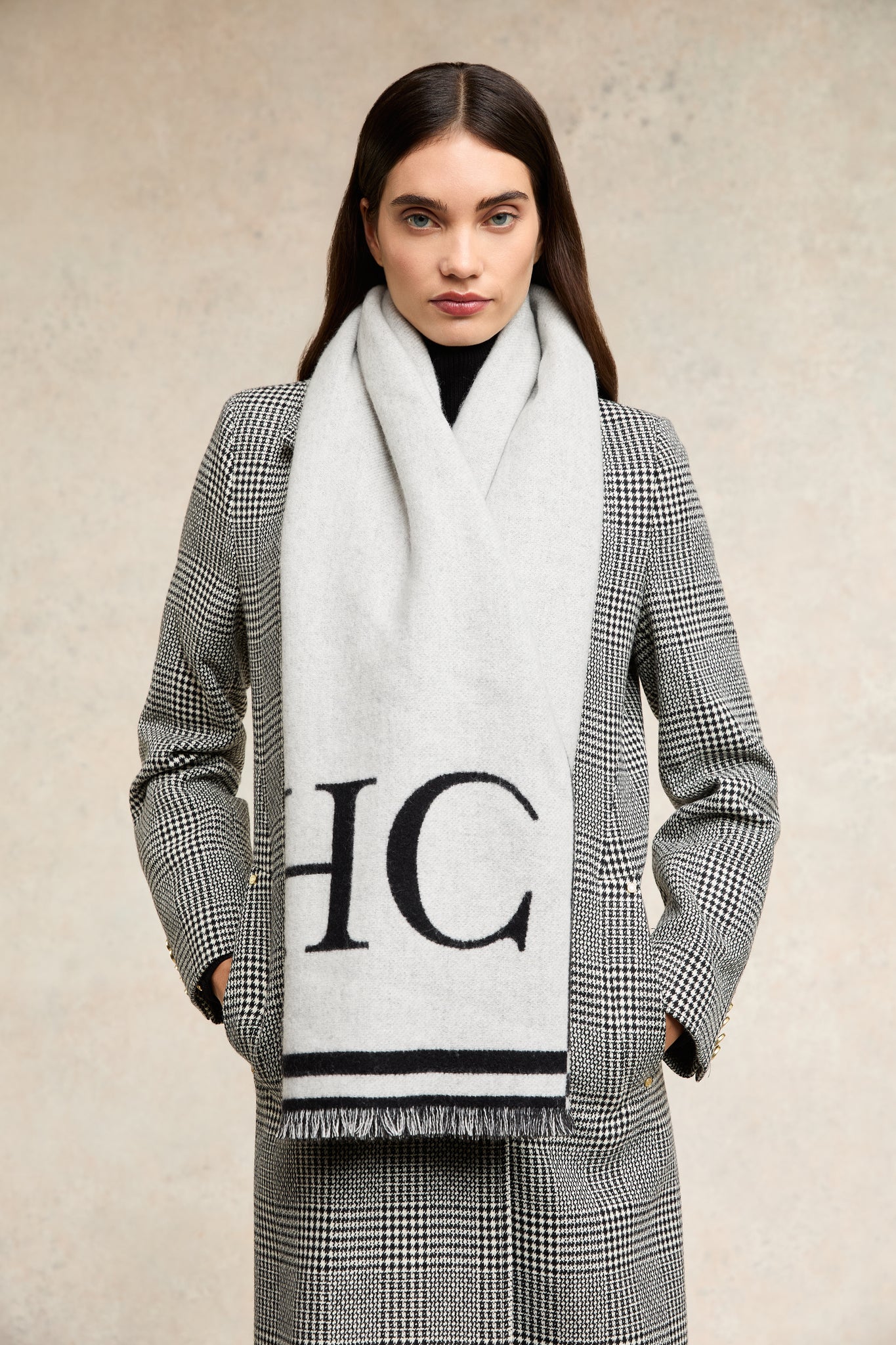 Regency Monogram Scarf (Black White)