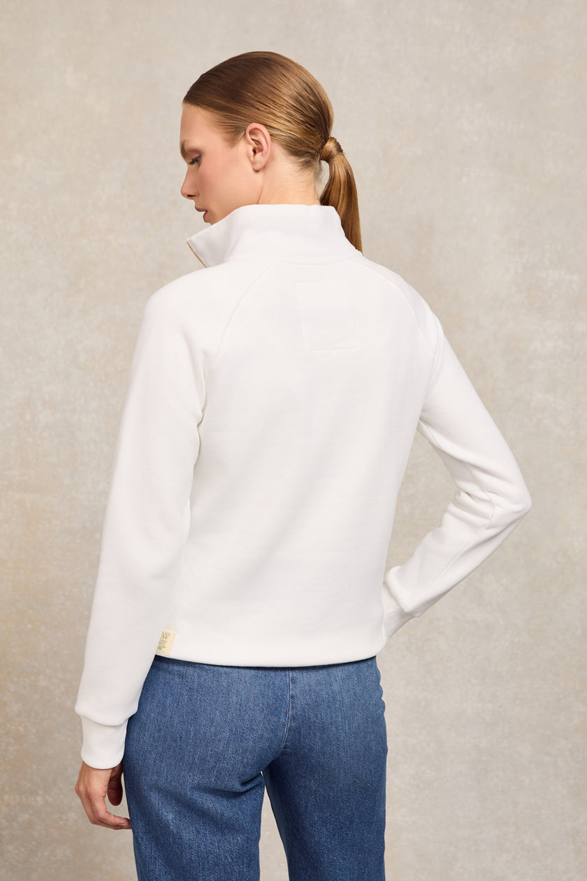 Burford Quarter Zip Neck Sweat (White)