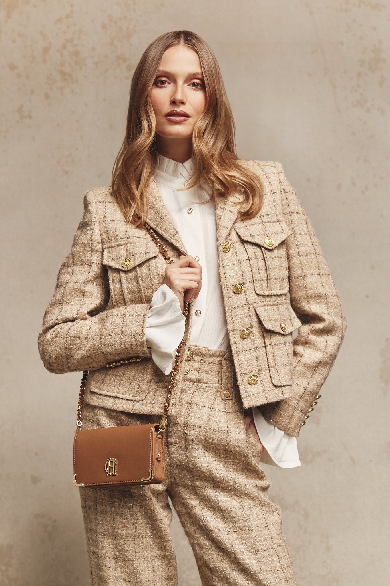 The Camel Sparkle Tweed Suit