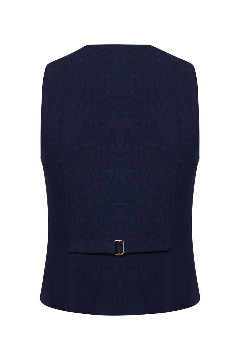 Hampton Waistcoat (Navy Linen)