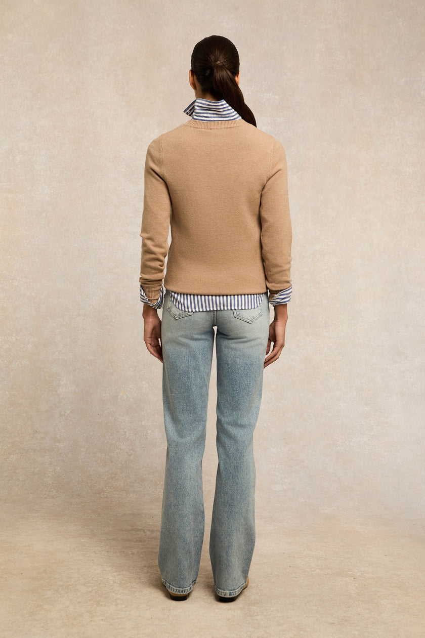 Sarah Crew Neck Knit (Dark Camel)