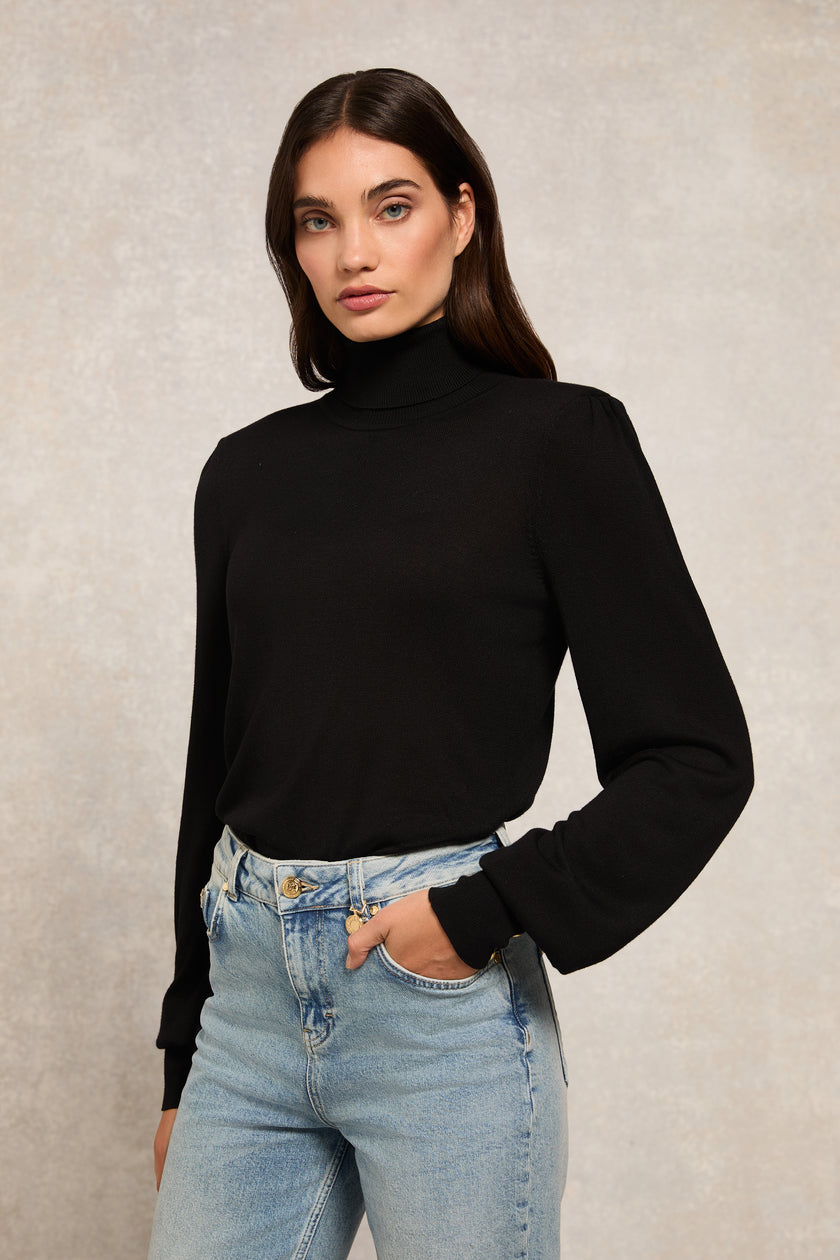 Structured Kelsie Roll Neck Knit (Black)