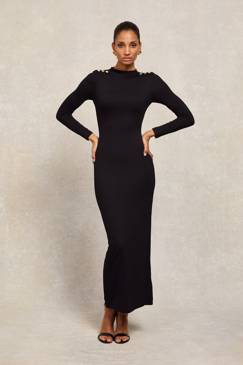 Harper Long Sleeve Maxi Dress (Black)