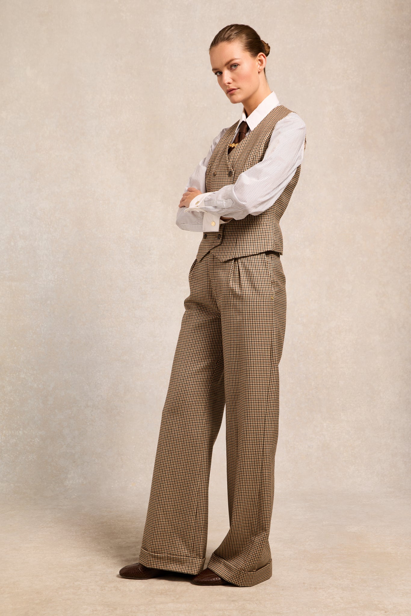 High Waisted Wide Leg Trouser (Westminster Tweed)