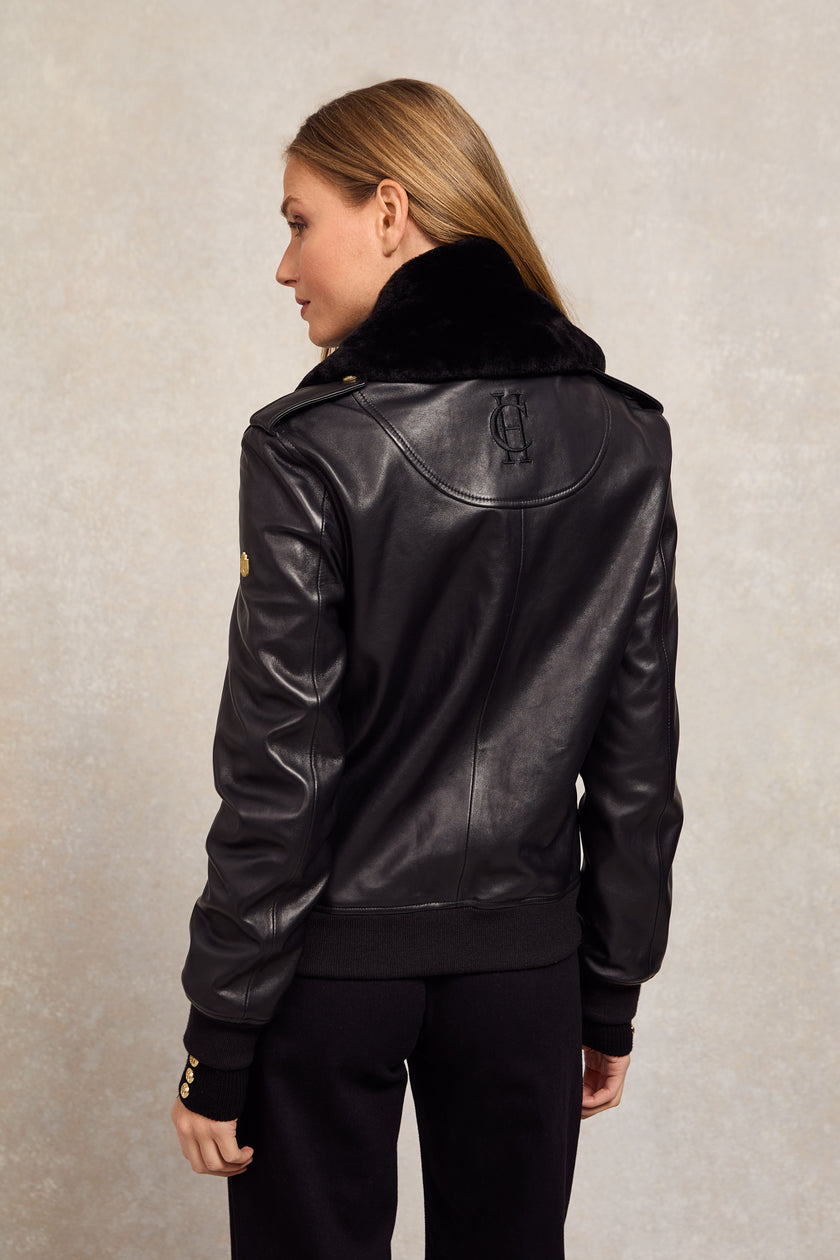 Sloane Leather Bomber (Black)