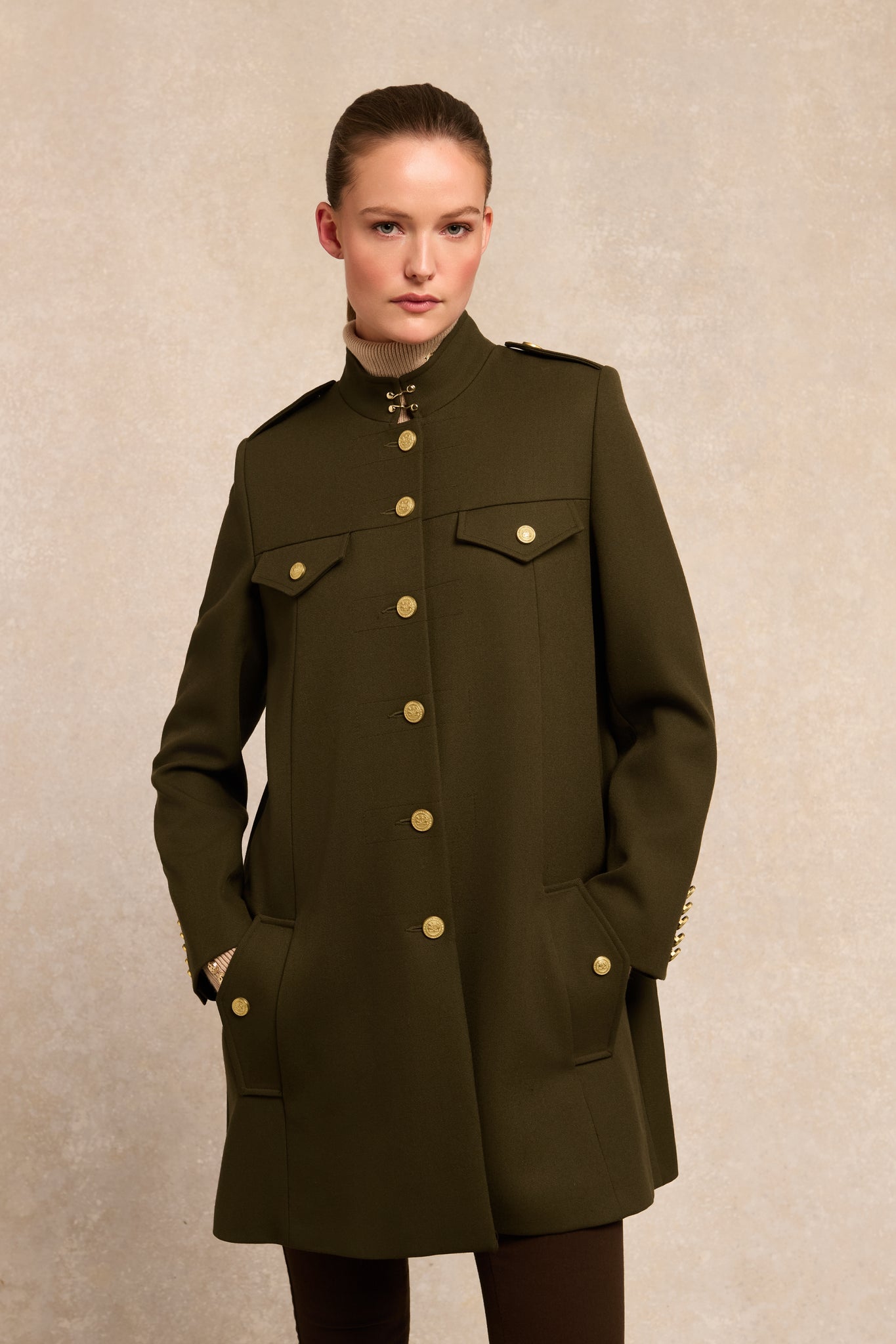 Highbury Cape Coat (Khaki Barathea)