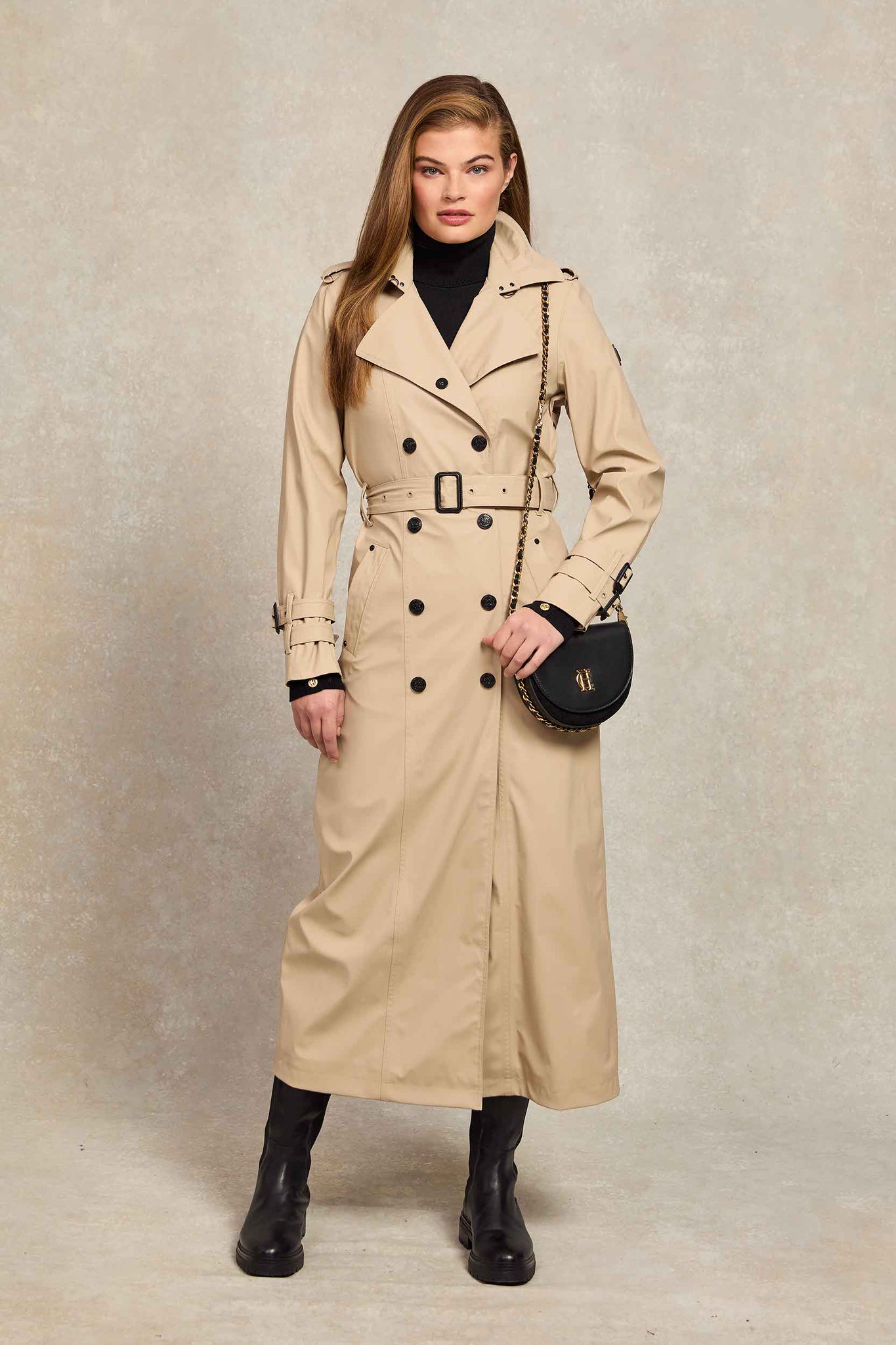 Full Length Kendal Waterproof Trench Coat (Stone)