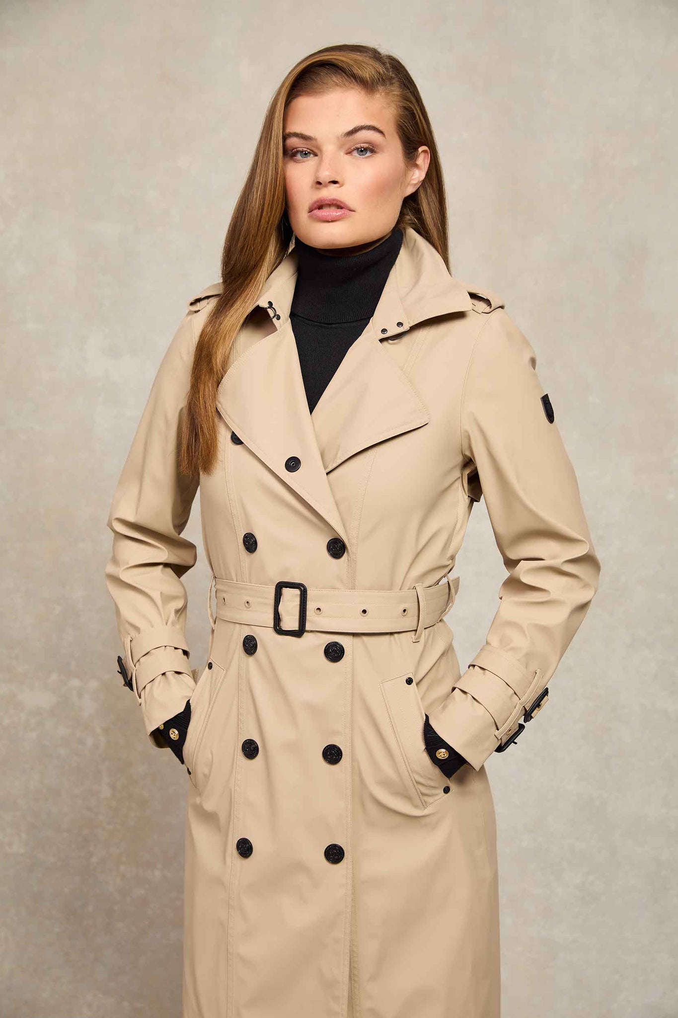 Full Length Kendal Waterproof Trench Coat (Stone)