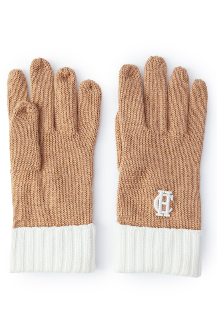 Chelsea Bobble Hat & Glove Set (Camel)