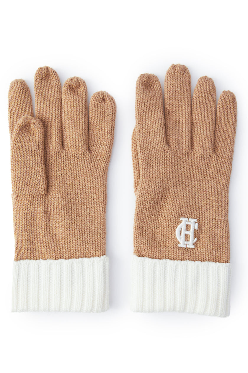 Chelsea Bobble Hat & Glove Set (Camel)