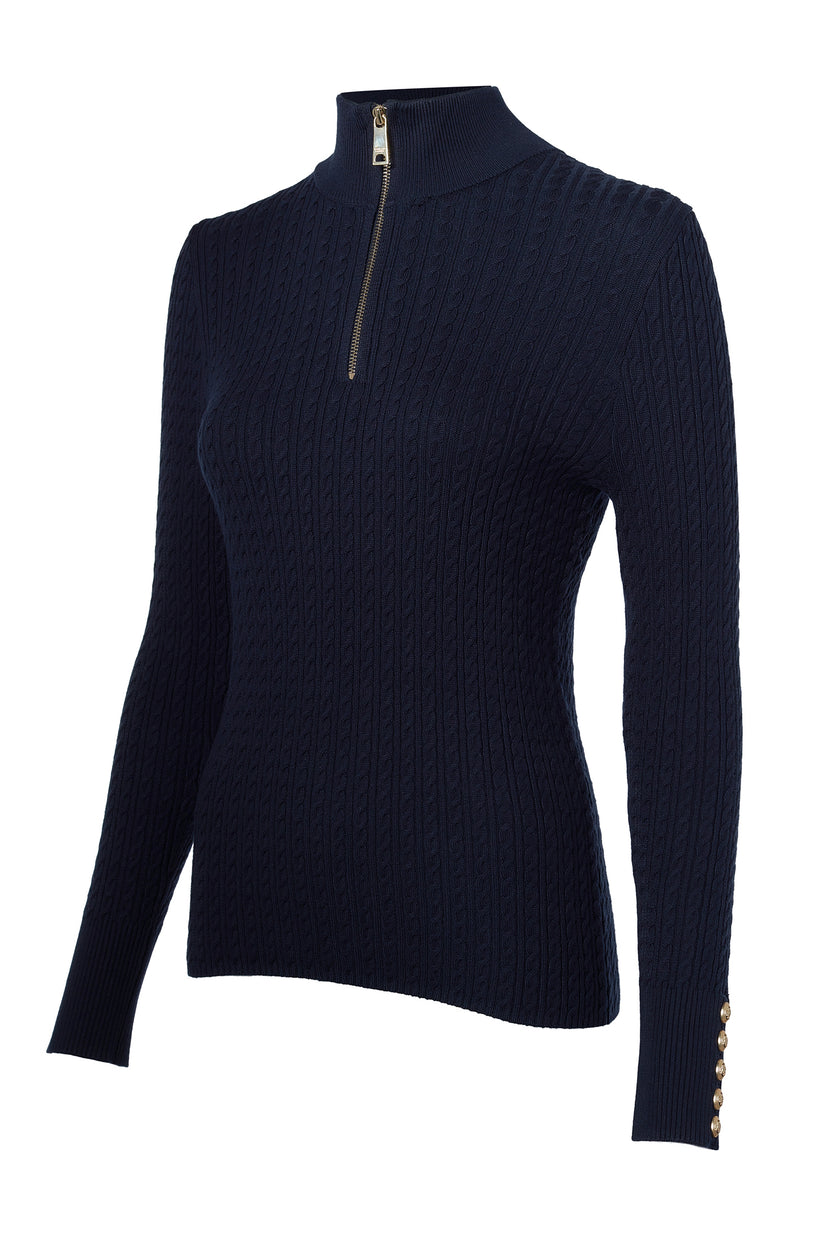 Ava Quarter Zip Knit (Ink Navy)