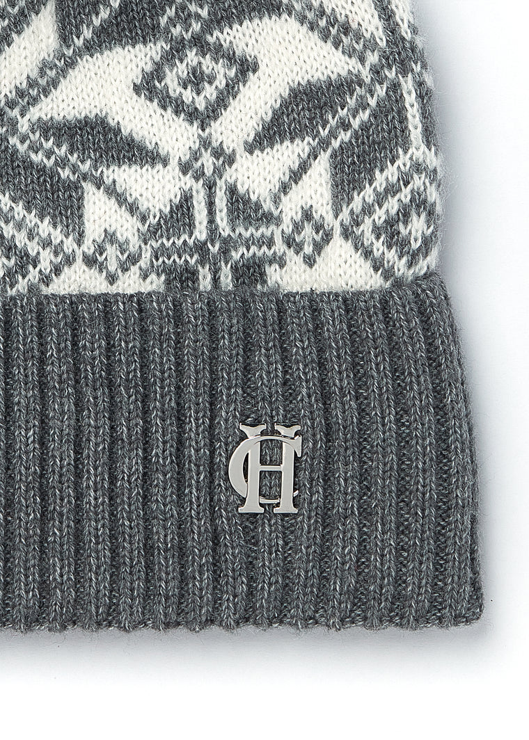 Beatrice Bobble Hat (Grey Marl Cream)