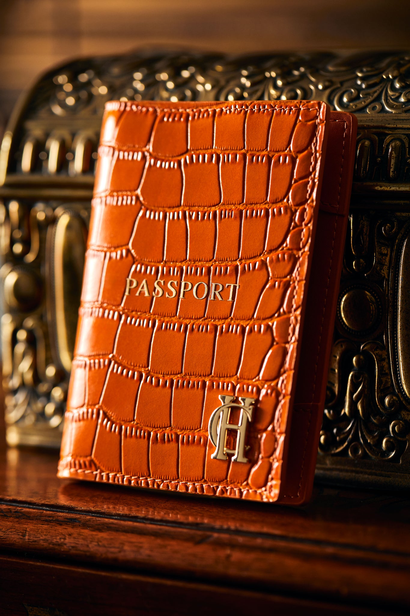 Chelsea Passport Holder (Orange Croc)