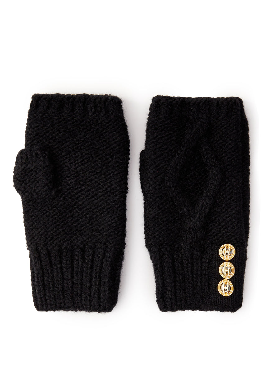 Cortina Bobble Hat & Fingerless Gloves Set (Black)