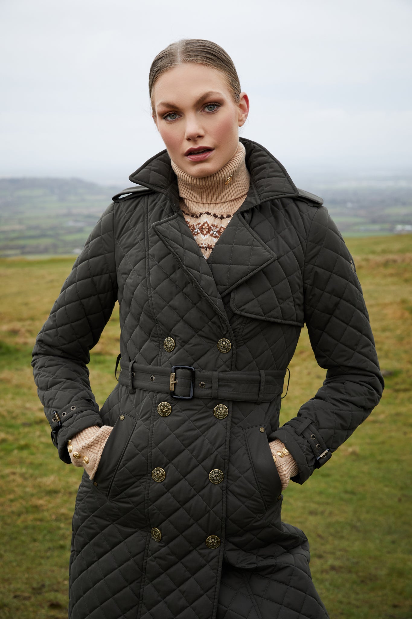 Quilted trench coat best sale