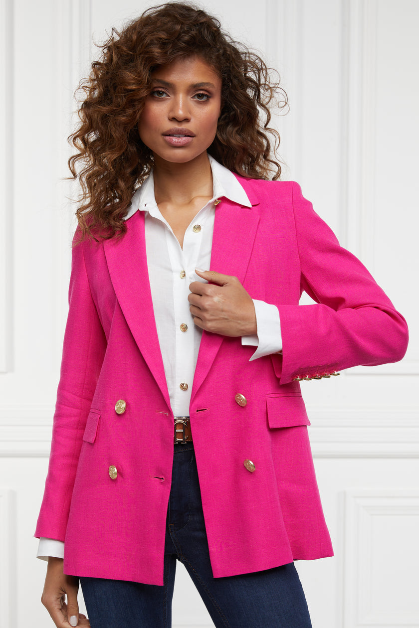 Double Breasted Blazer (Hot Pink Linen)