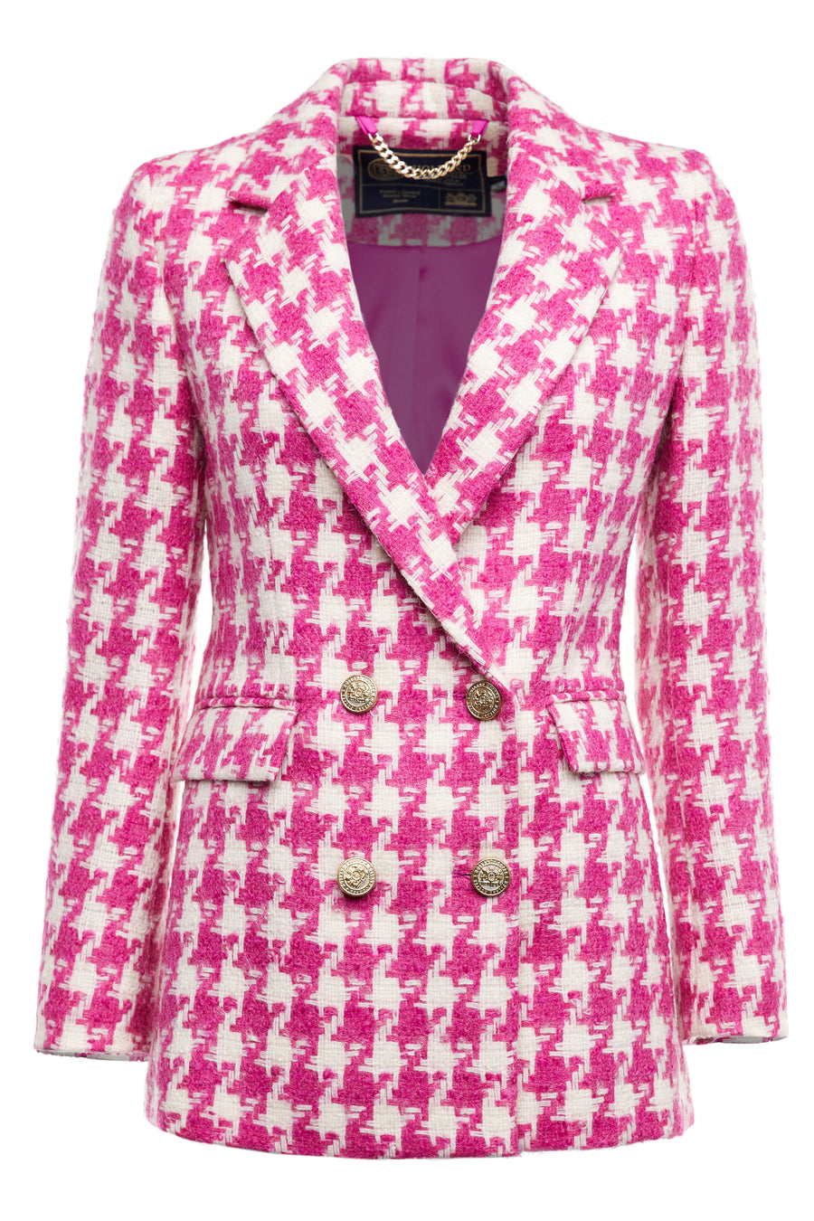 Double Breasted Blazer (Hot Pink Large Scale Houndstooth) – Holland ...