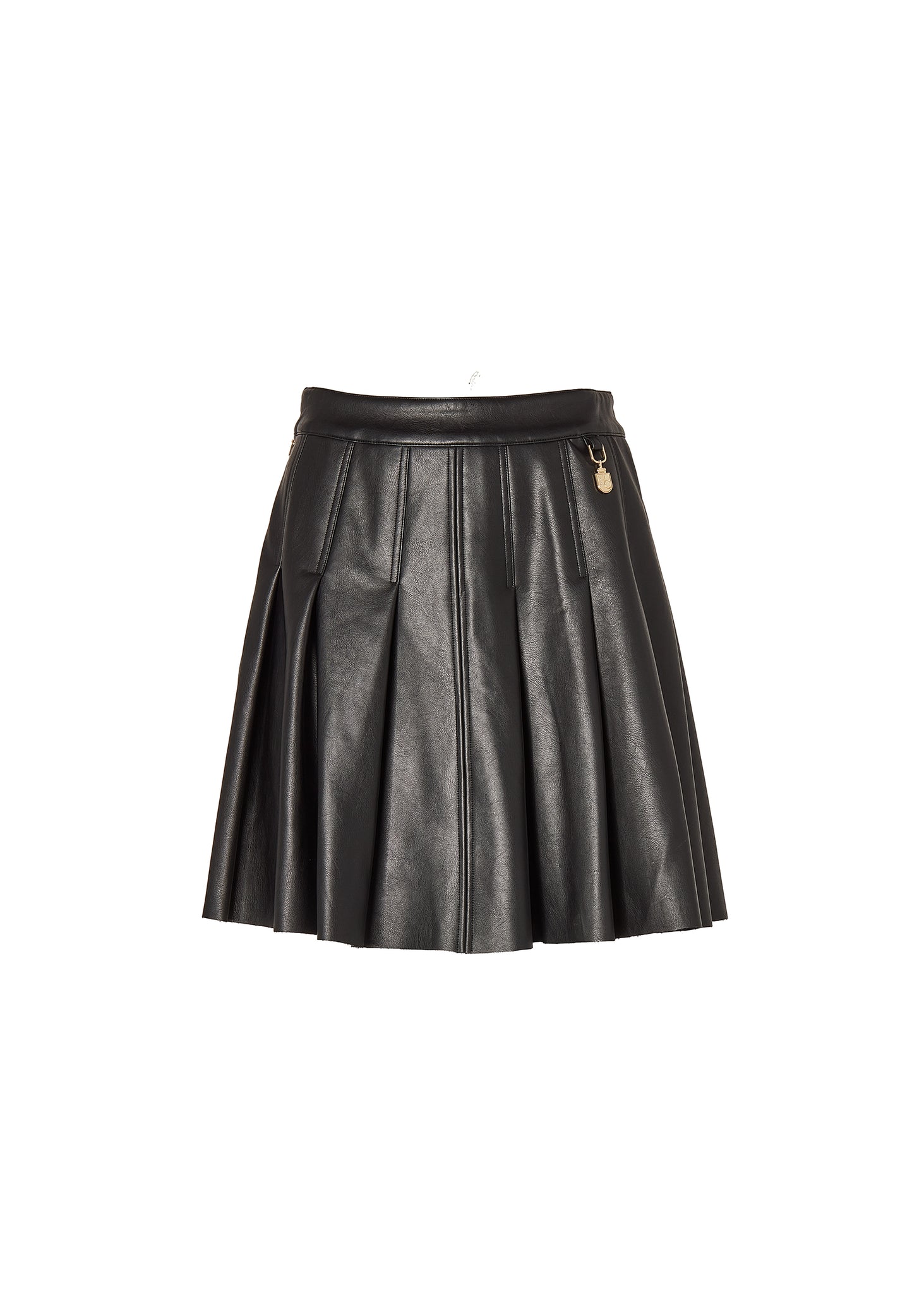 Faux Leather Pleated Mini Skirt Black Holland Cooper