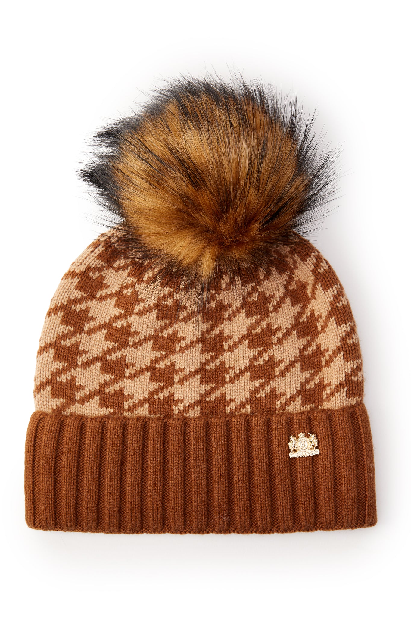 Heritage Bobble Hat Toffee Houndstooth