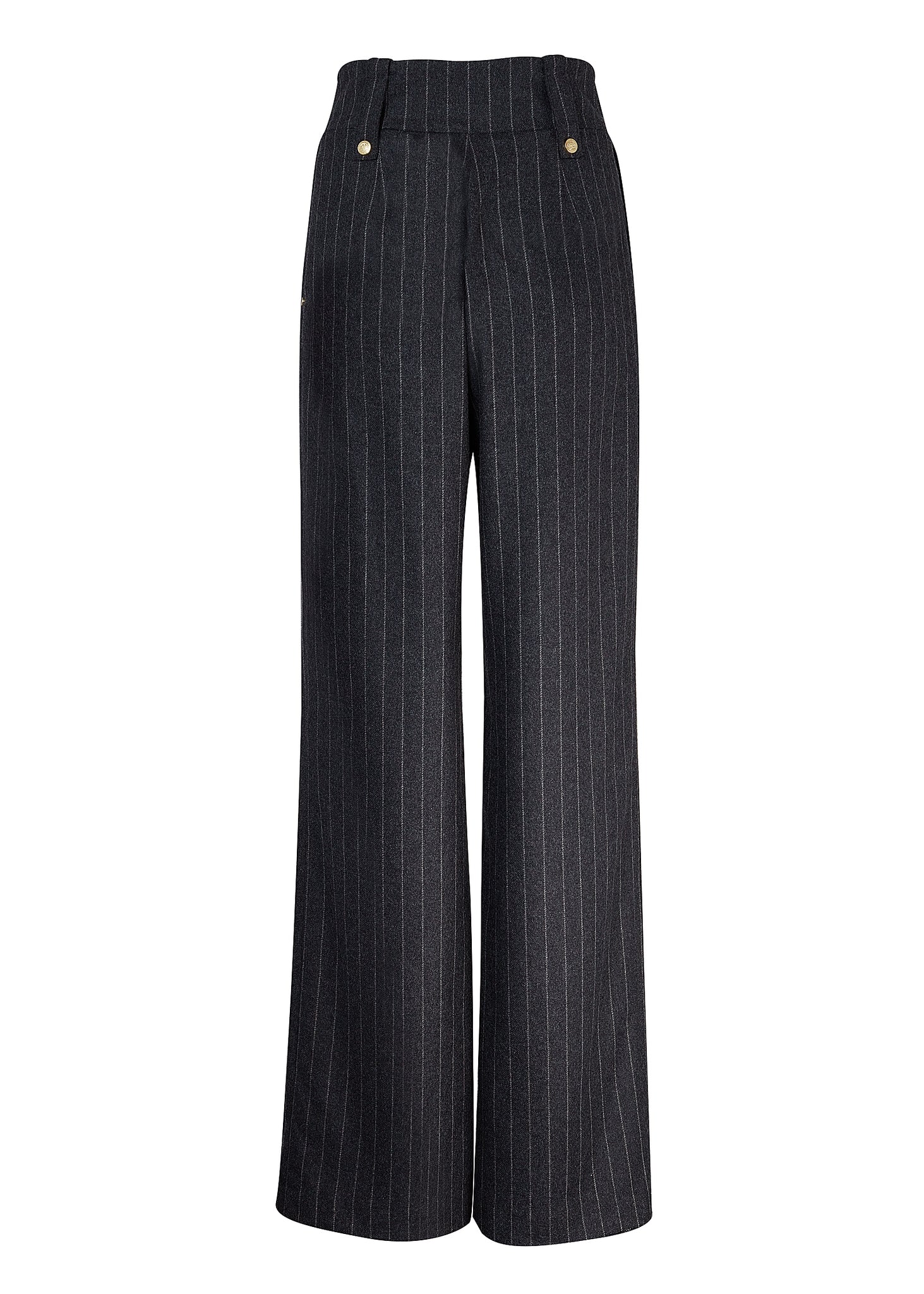 High Waisted Straight Trouser Charcoal Pinstripe Holland Cooper