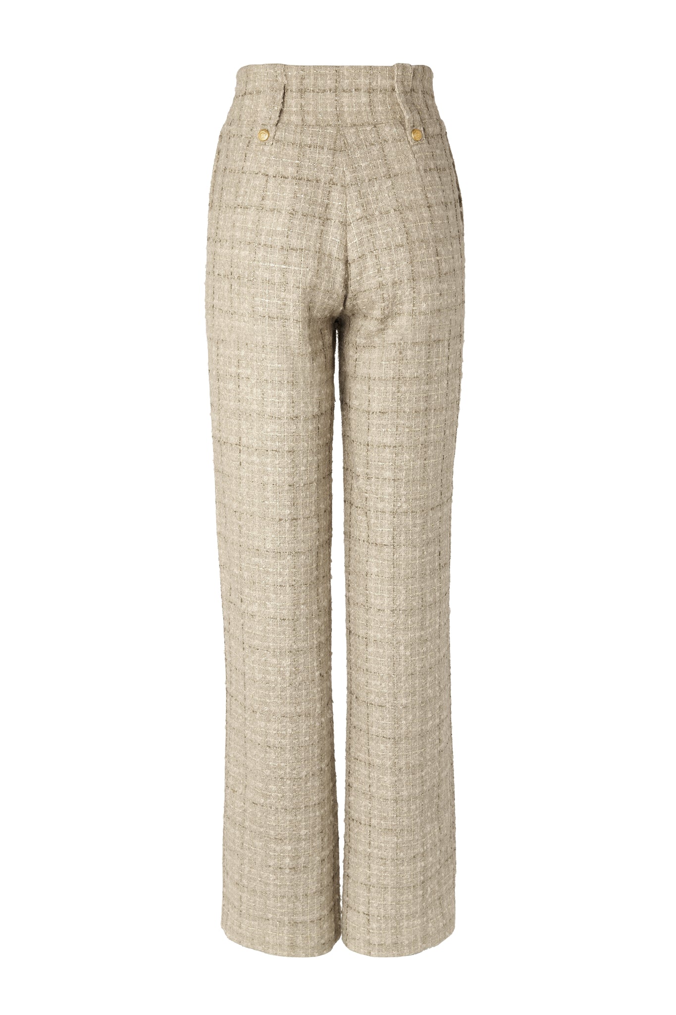 High Waisted Straight Trouser (Camel Sparkle Tweed)