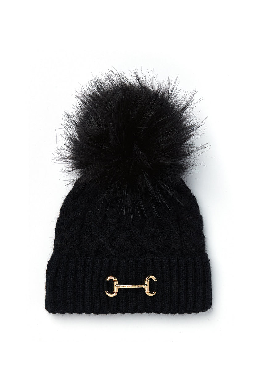 Horsebit Bobble Hat (Black)