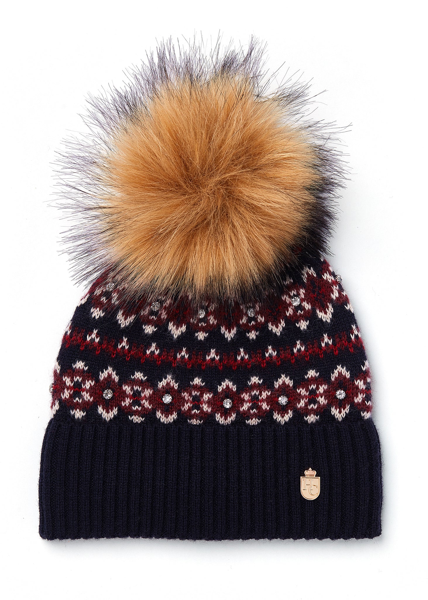 Jennifer Fairisle Bobble Hat (Ink Navy)