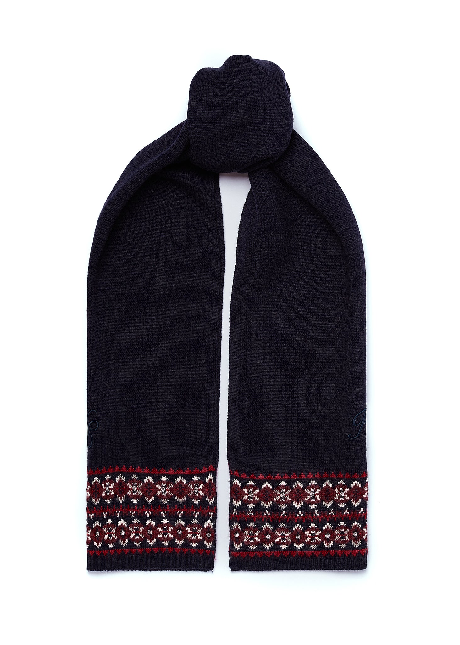 Jennifer Fairisle Bobble Hat & Scarf Set (Ink Navy)