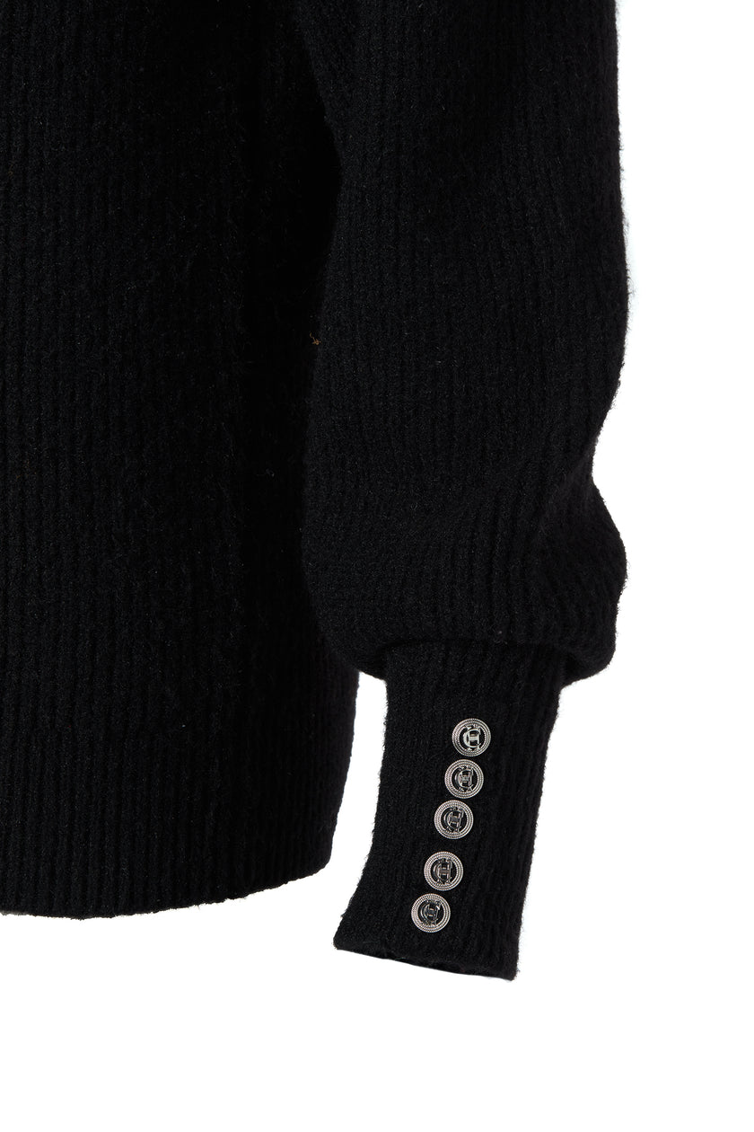 Kelsie Rib Embellished Roll Neck (Black)