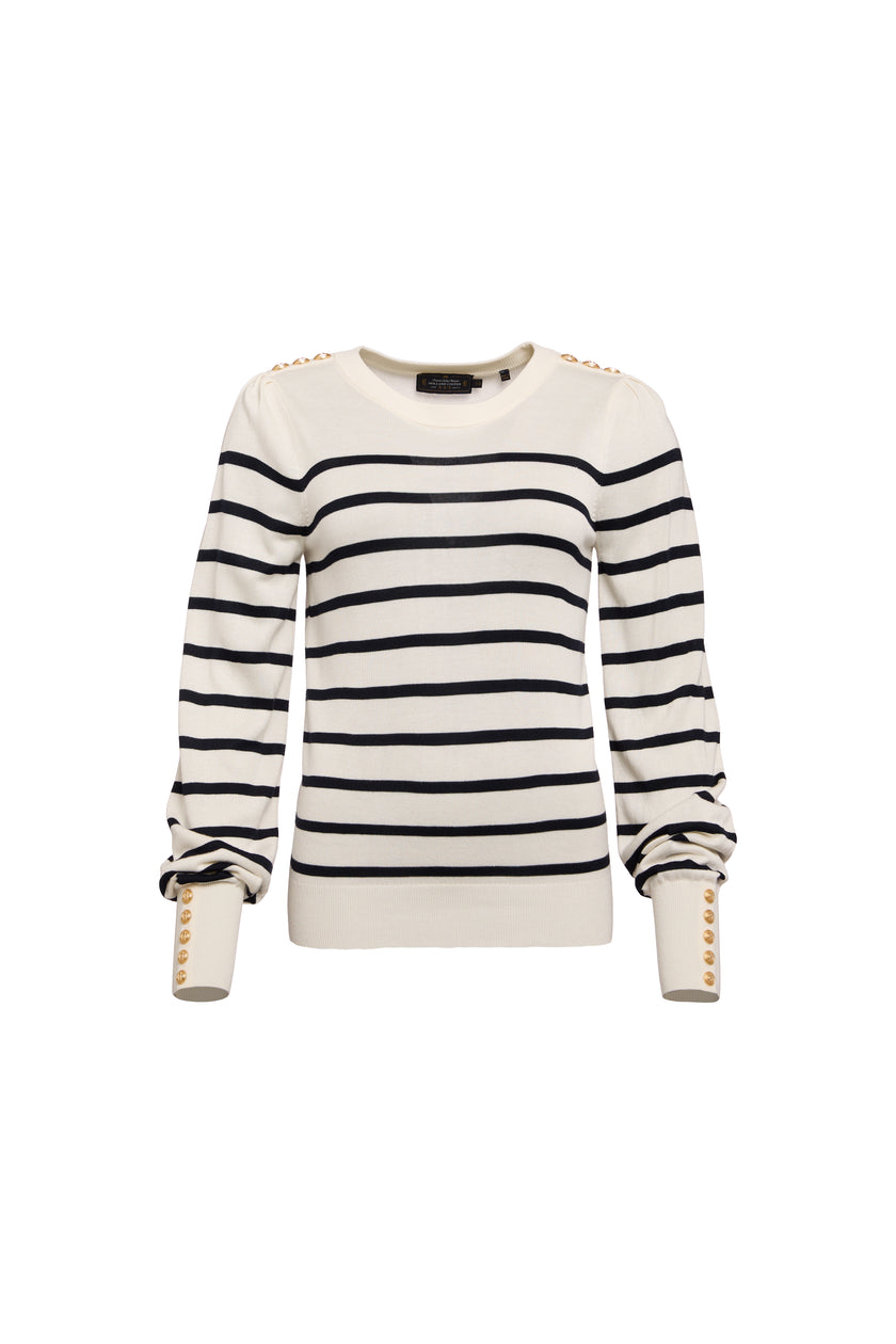 Kelsie Crew Neck Knit (Natural Stripe)