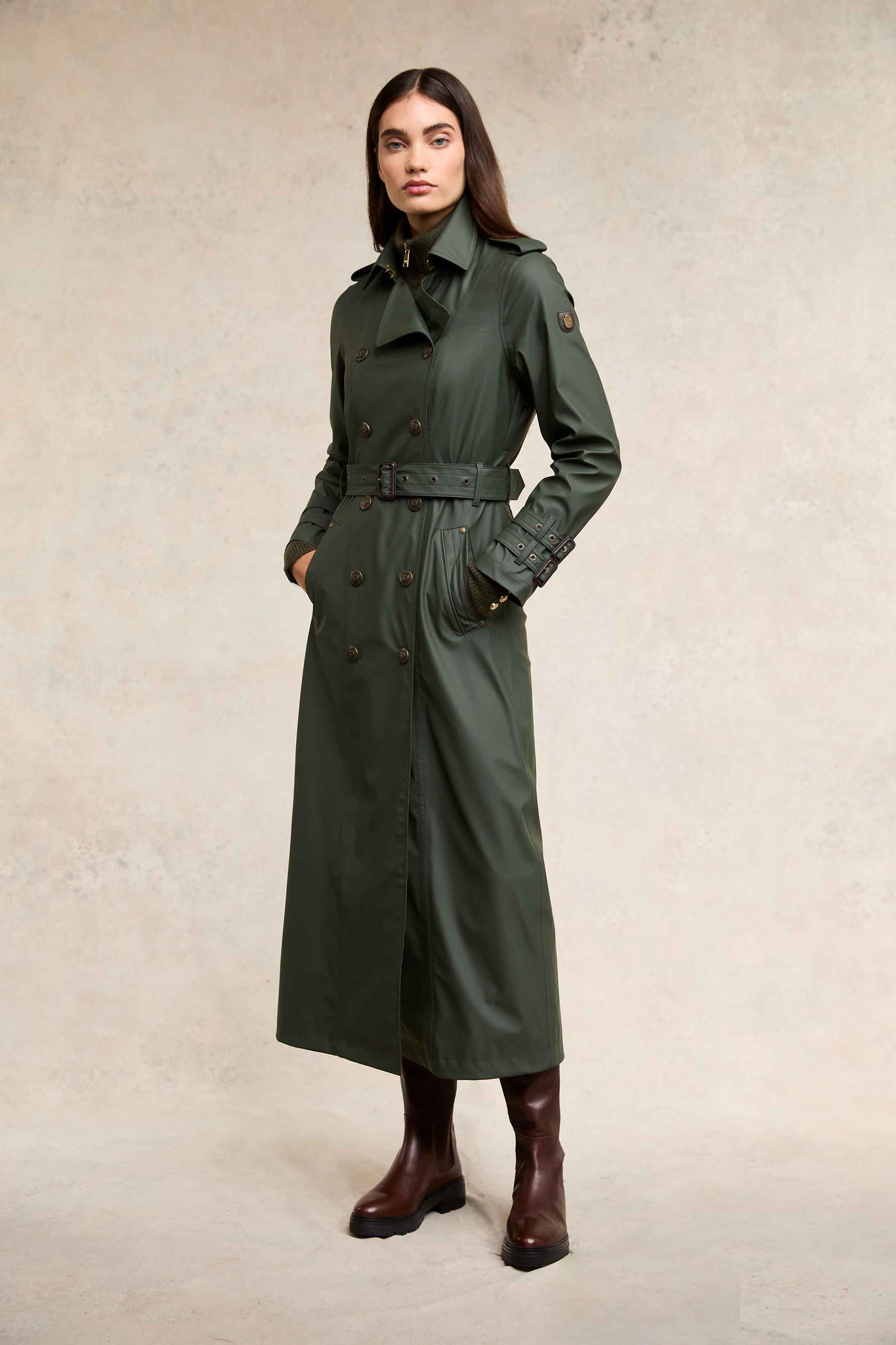 Full Length Kendal Waterproof Trench Coat (Evergreen)