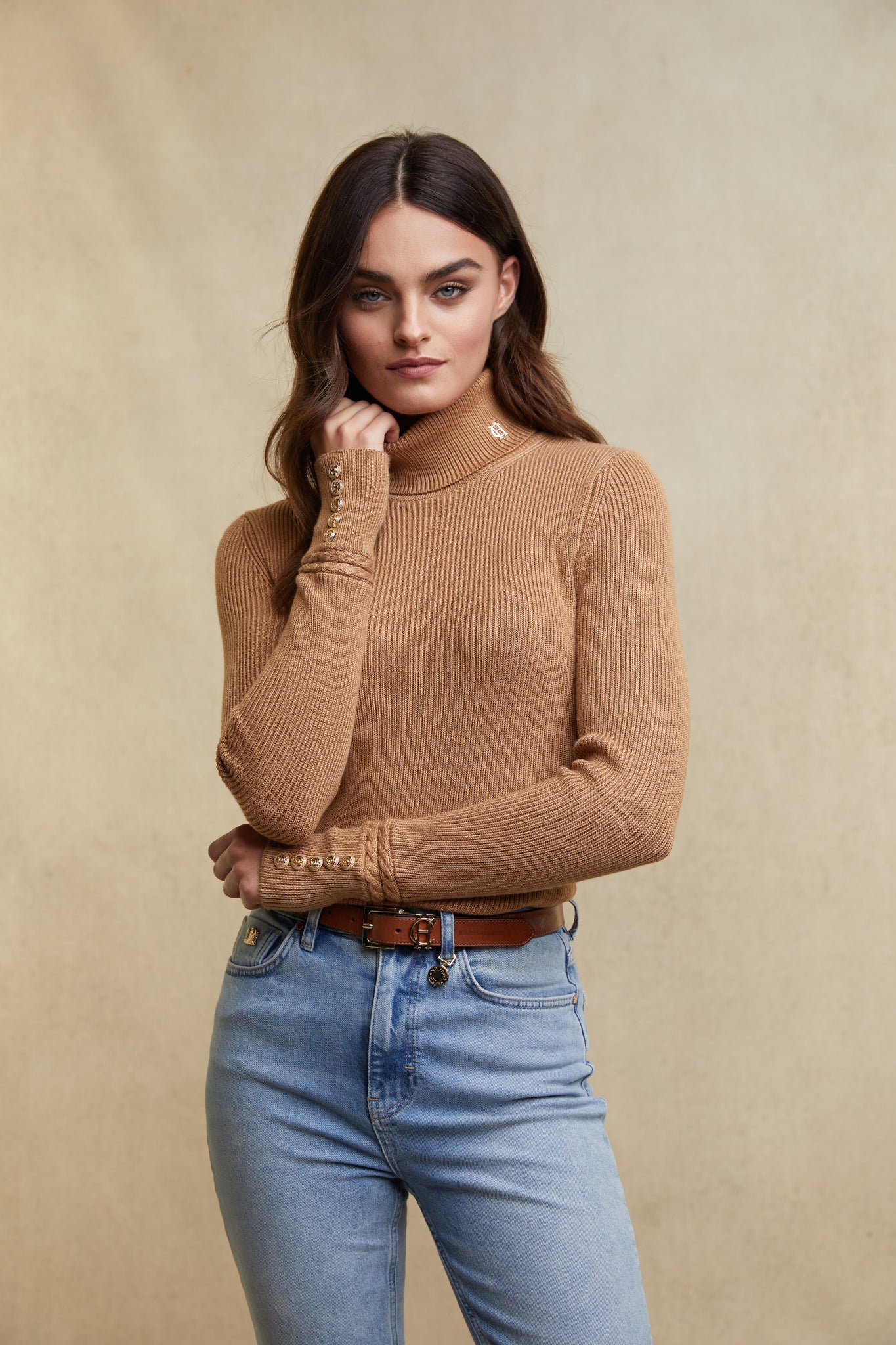 Painswick Roll Neck Knit (Caramel)