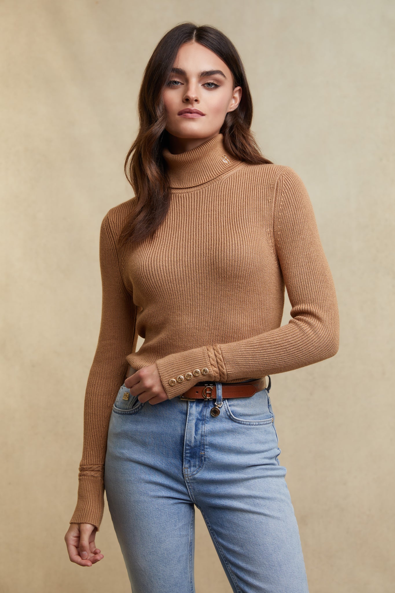 Painswick Roll Neck Knit (Caramel)