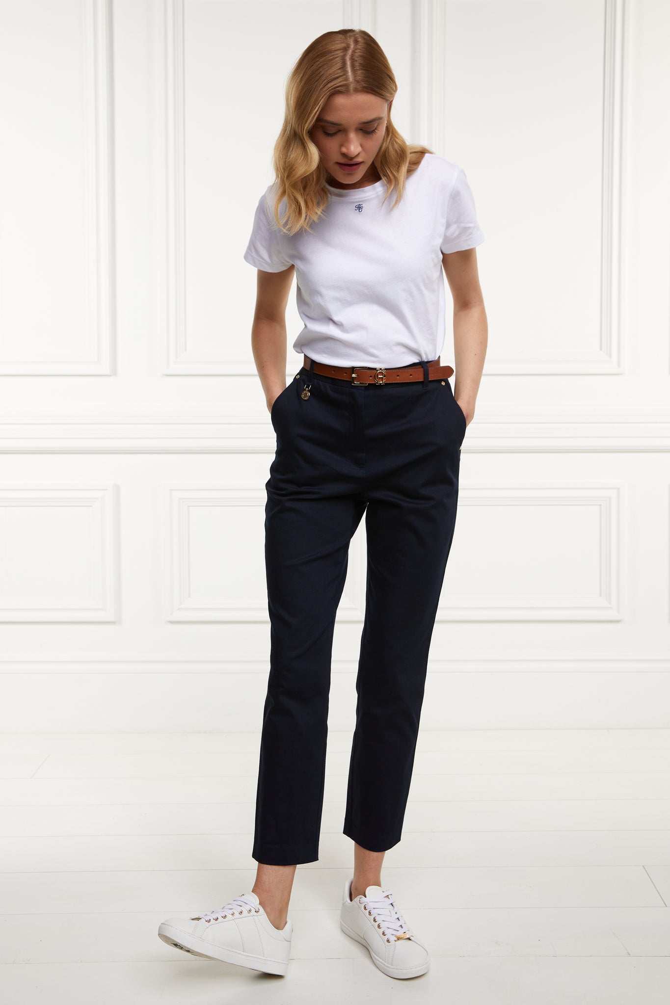 Trousers | Petite Stretch Cigarette Belted Trousers | Wallis